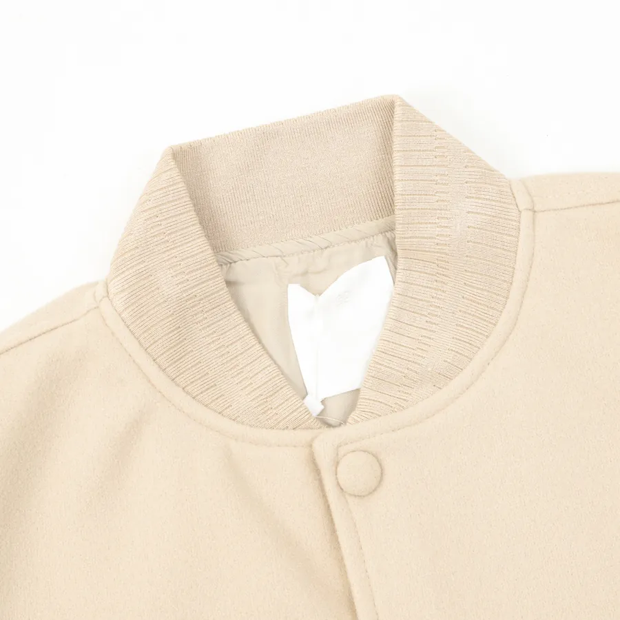 GVC New Color Embroidered Letter Leather Panel Wool Blend Baseball Jacket