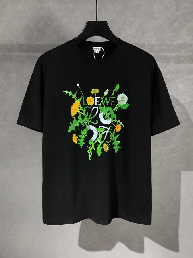 LOEW ROYCE New Collection Hand Painted Pattern Round Neck Short Sleeve T Shirt