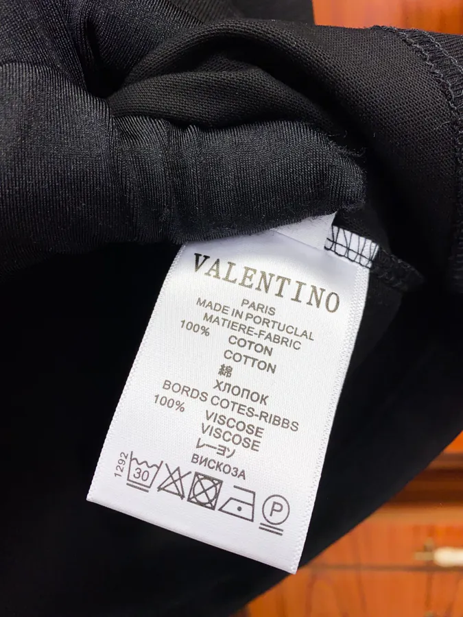 Valentino Round Neck Short Sleeve T Shirt, Letter Print, Sparkle Logo