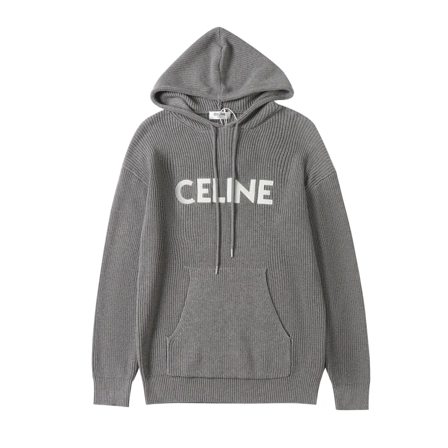 Celine 24FW Letter Embroidery Knit Hoodie