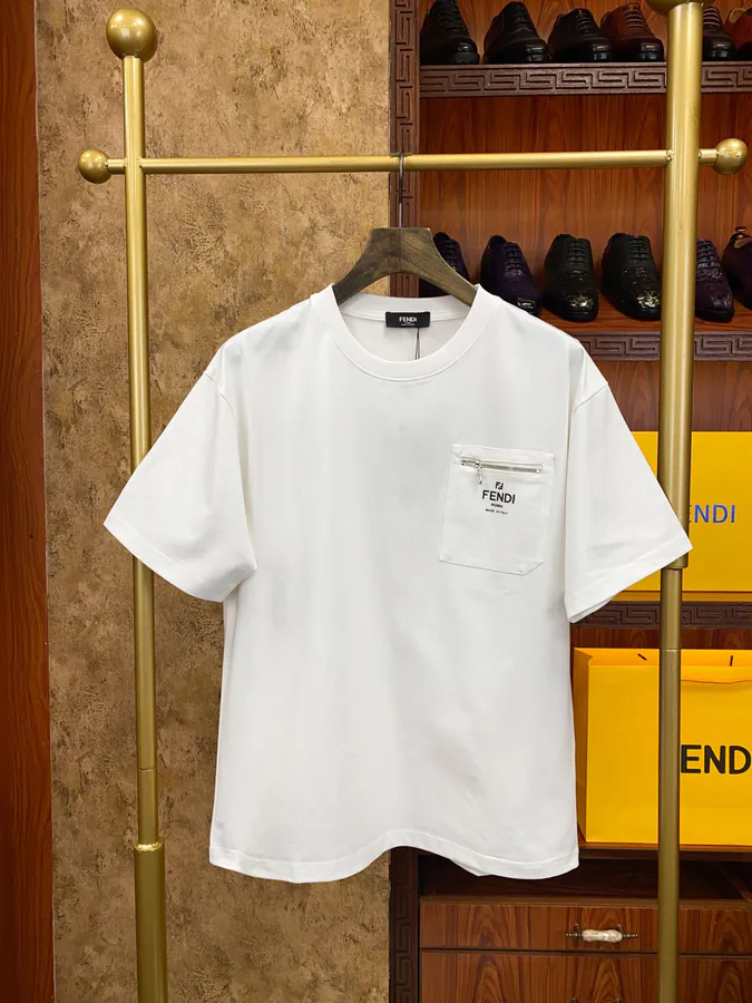 FE&NDI Premium Short Sleeve T Shirt with Triple FF Embroidery