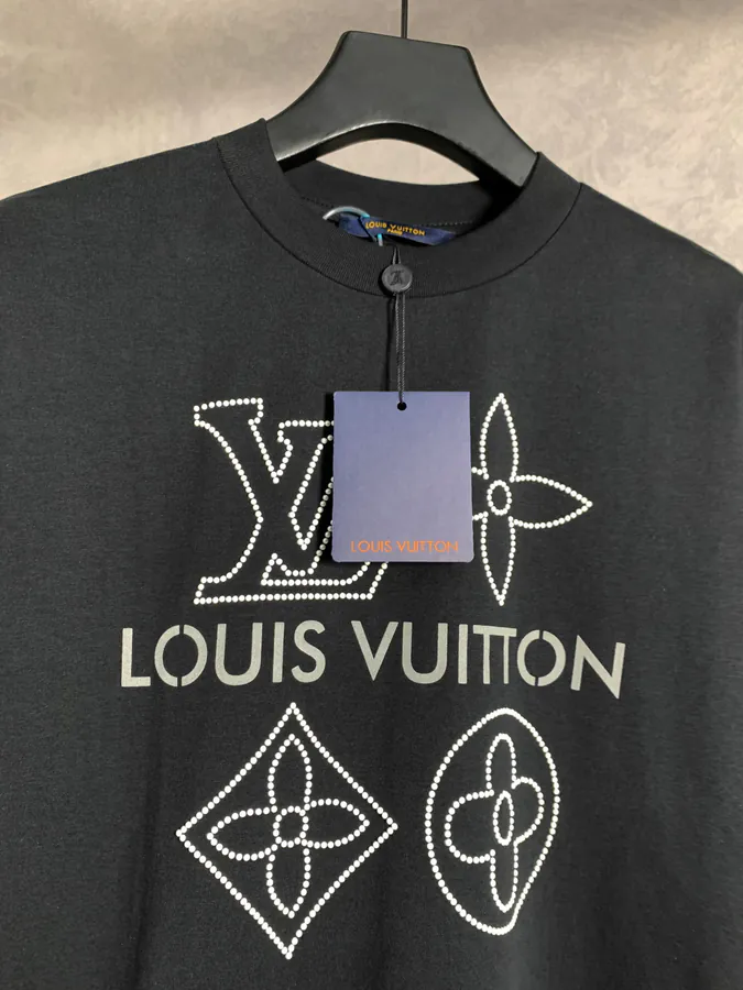 Lanvin Reflective Letter T Shirt with Rhinestone Embroidery
