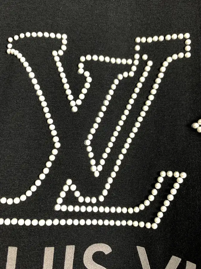 Lanvin Reflective Letter T Shirt with Rhinestone Embroidery