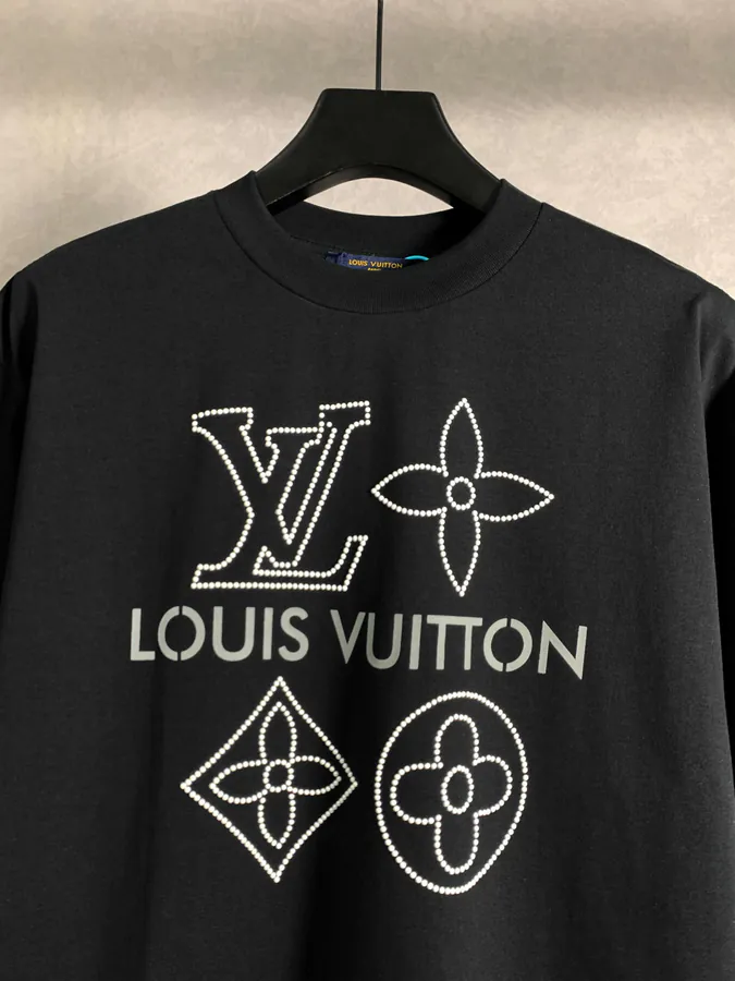 Lanvin Reflective Letter T Shirt with Rhinestone Embroidery