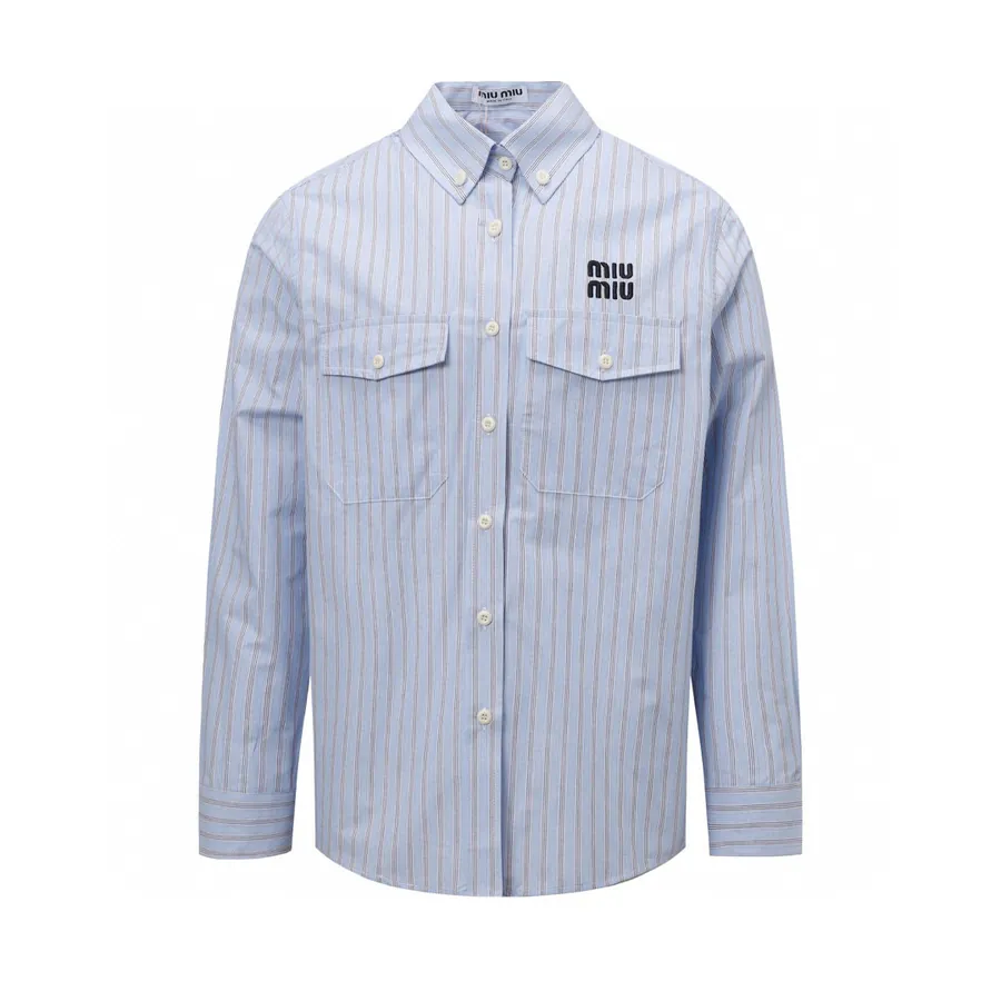 MIUMIU 25 Point SS New Arrival Embroidered Striped Regular Blouse