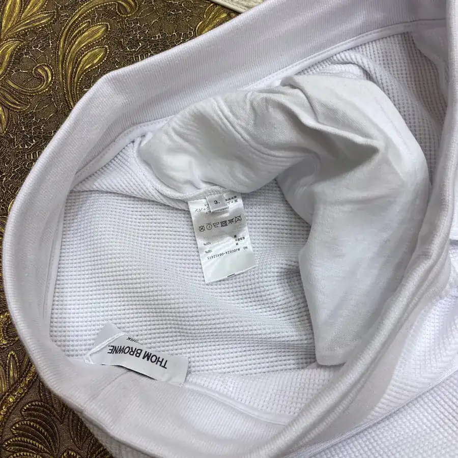 Thom Browne TB Round Neck Sweater Slim Fit, Unisex, Waffle Cotton