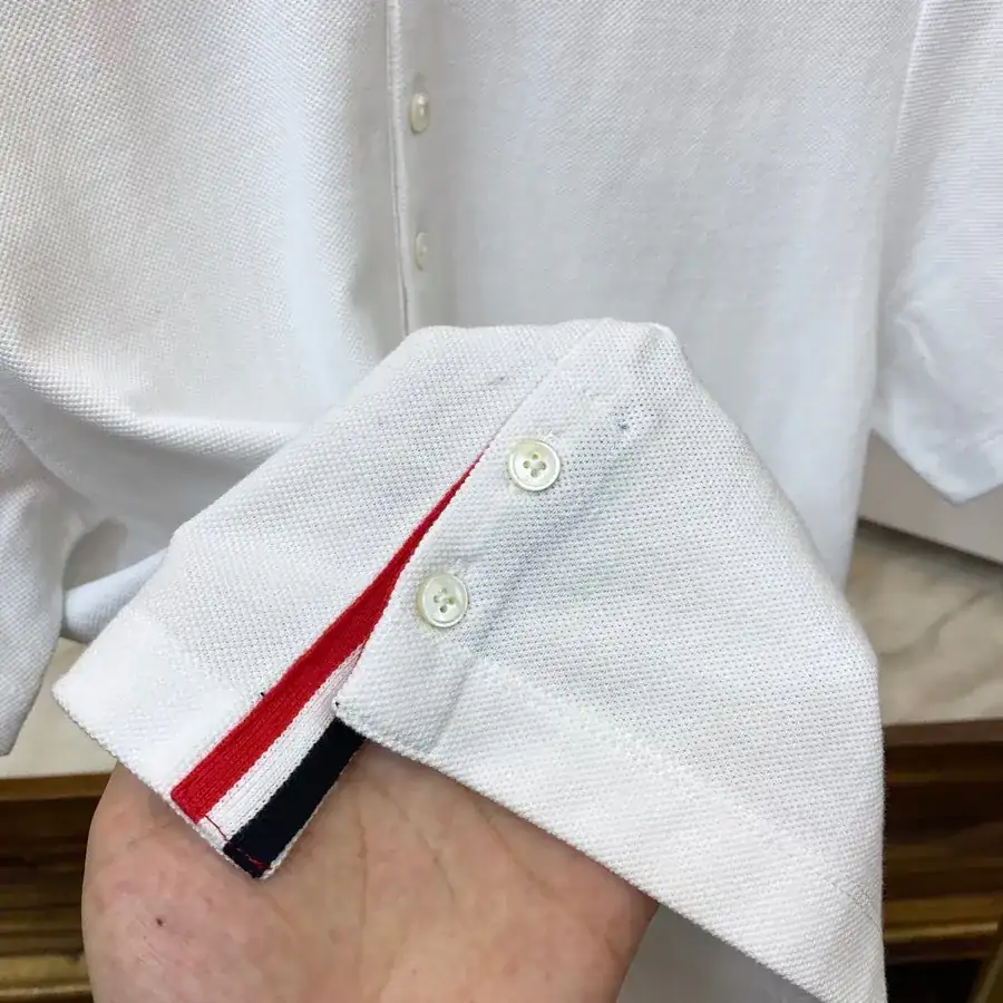 THOM BROWNE Summer Polo Shirt with Collar Trim