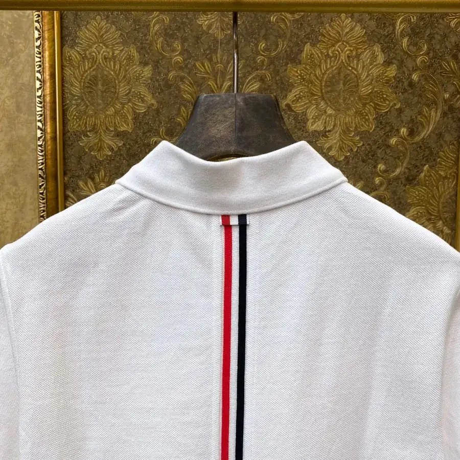 THOM BROWNE Summer Polo Shirt with Collar Trim