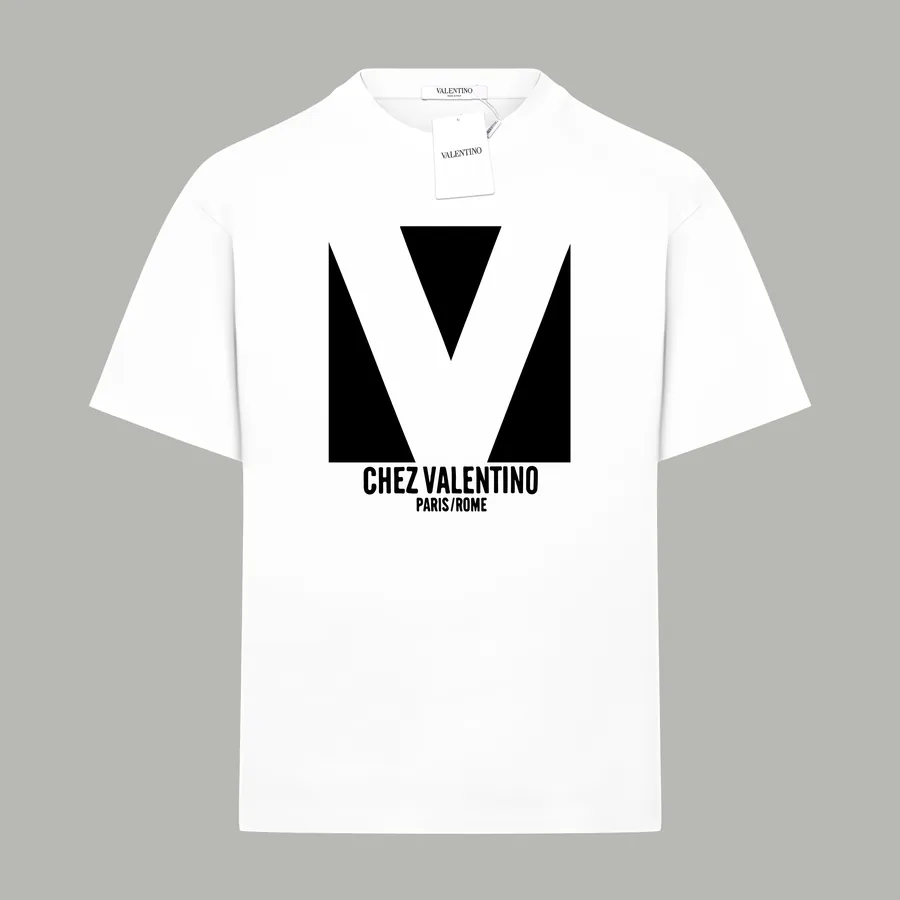 Valentino Classic Large Pattern Letter Logo Print T Shirt