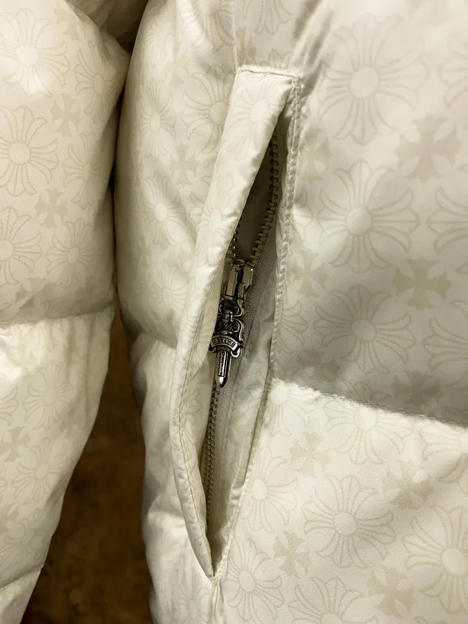 Premium Down Jacket Come Hearts, Dark Pattern Silver Button