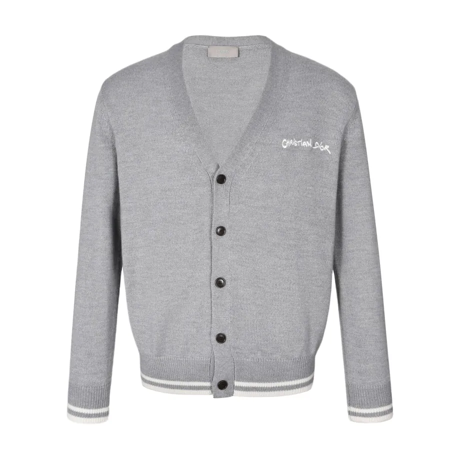 CD 24FW Letter Embroidery Wool Cardigan