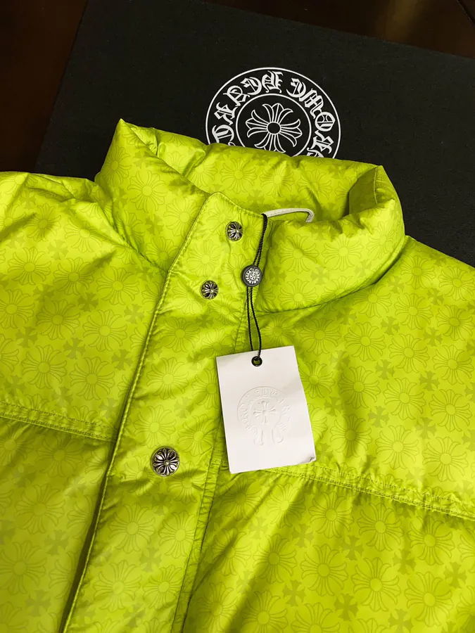 Premium Down Jacket Come Hearts, Dark Pattern Silver Button, Custom Made Black Gray Fabric