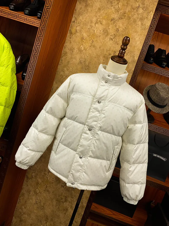 Premium Down Jacket Come Hearts, Silver Button, Dark Pattern