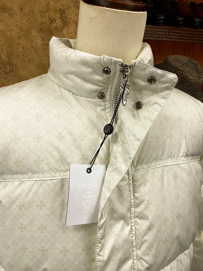 Premium Down Jacket Come Hearts, Silver Button, Dark Pattern