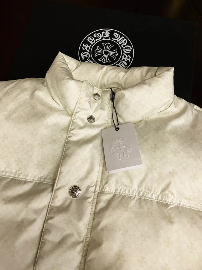 Premium Down Jacket Come Hearts, Silver Button, Dark Pattern