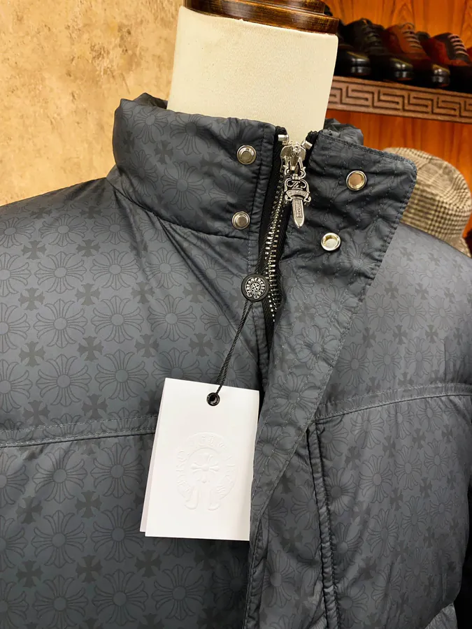 Premium Down Jacket Come Hearts, Dark Pattern Silver Button, Custom Made
