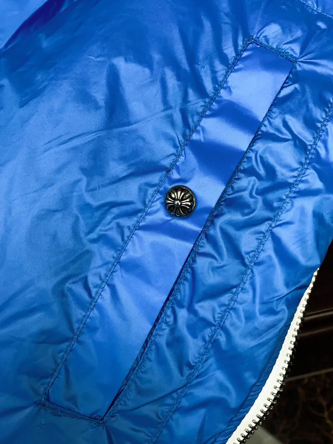 Premium Down Jacket Come Hearts, Dark Pattern Silver Button, Custom Made Black Gray Fabric
