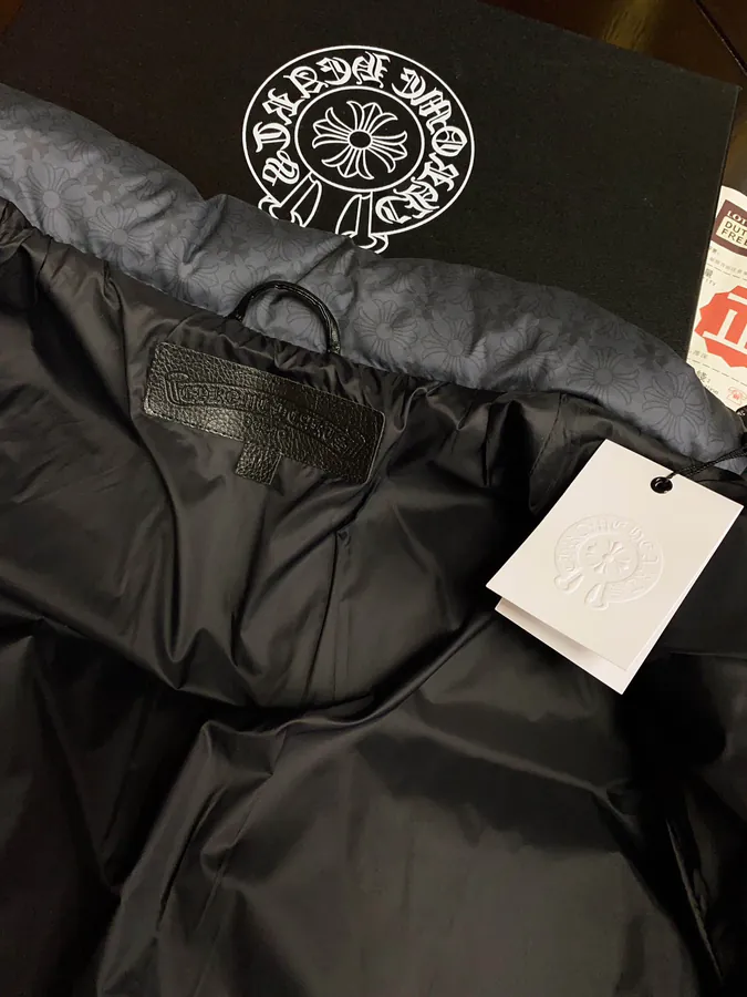 Premium Down Jacket Come Hearts, Dark Pattern Silver Button, Custom Made Black Gray Fabric