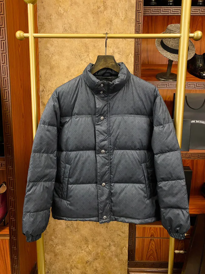 Premium Down Jacket Come Hearts, Dark Pattern Silver Button, Custom Made Black Gray Fabric