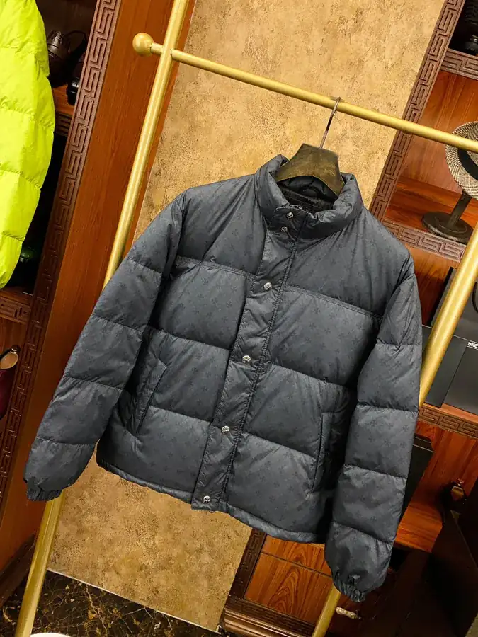 Premium Down Jacket Come Hearts, Dark Pattern Silver Button, Custom Made Black Gray Fabric