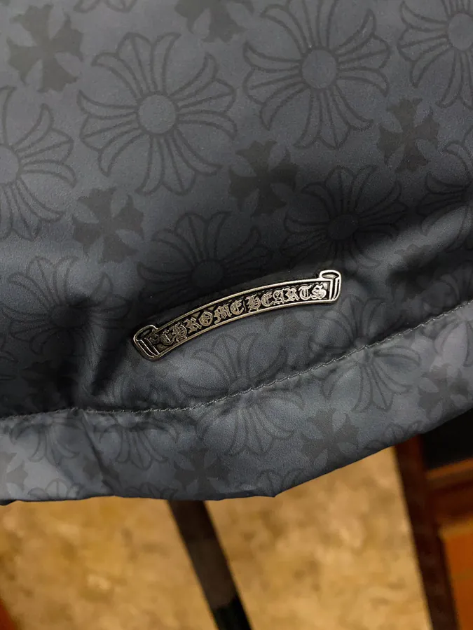 Premium Down Jacket Come Hearts, Dark Pattern Silver Button, Custom Made Black Gray Fabric