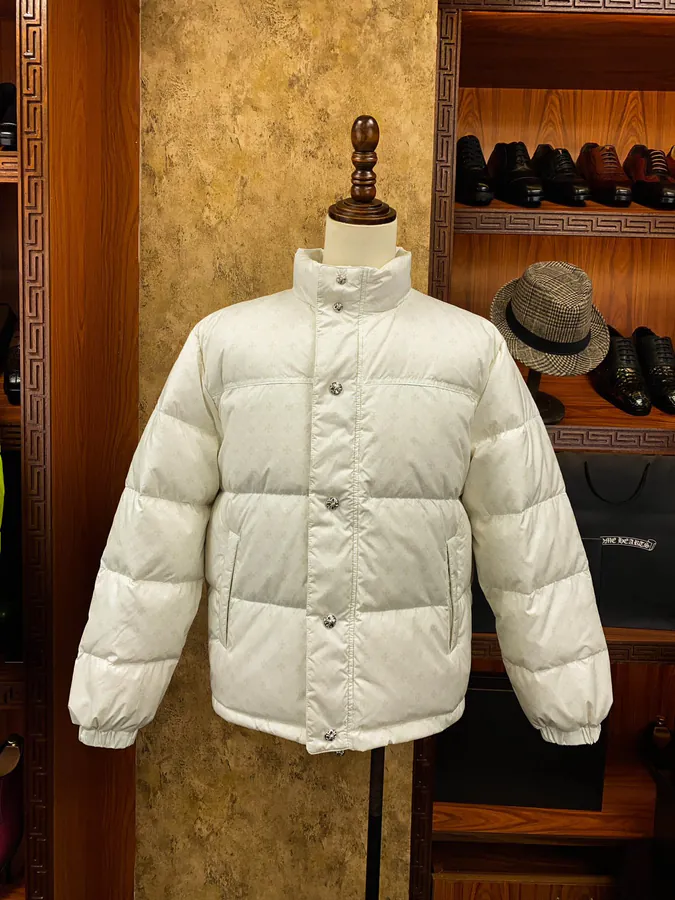 Premium Down Jacket Come Hearts, Dark Pattern Silver Button, Handmade Genuine Leather Trim