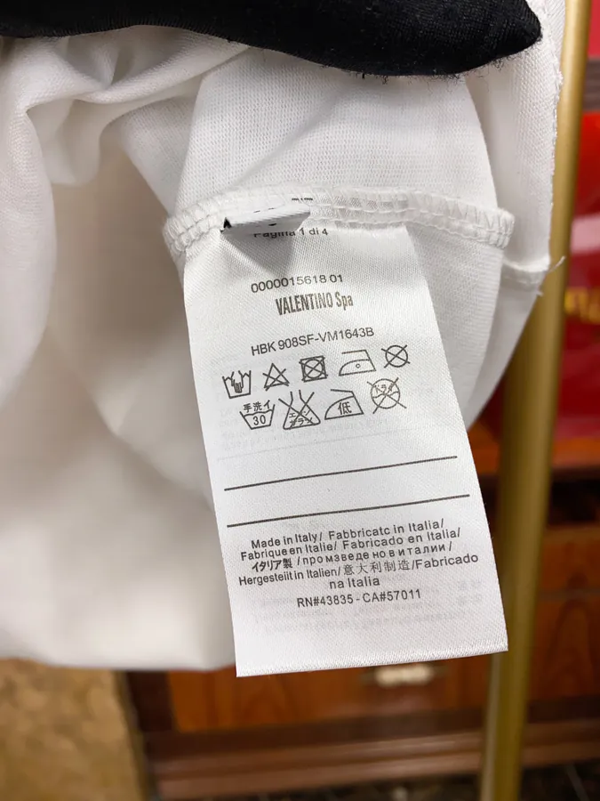 Valentino Round Neck Short Sleeve T Shirt with Letter Print and Sparkle Logo