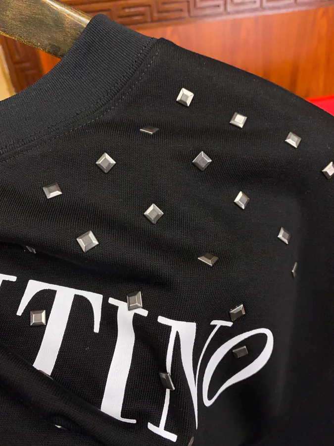 Valentino Round Neck Short Sleeve T Shirt with Letter Print