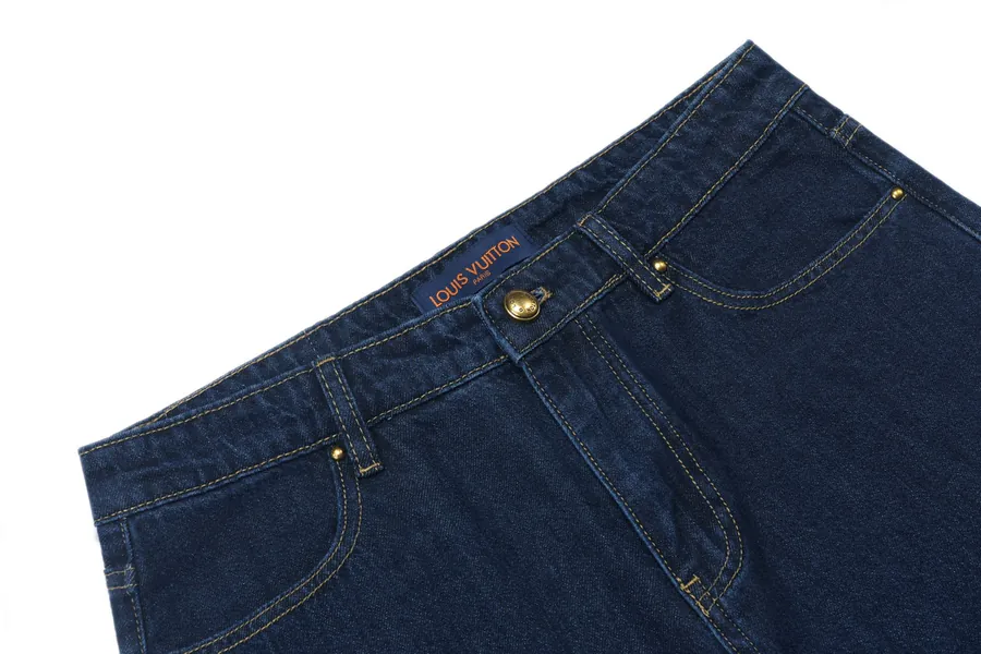 1V Synchronized Batch230 Denim Jeans with Wheat Letter Embroidery