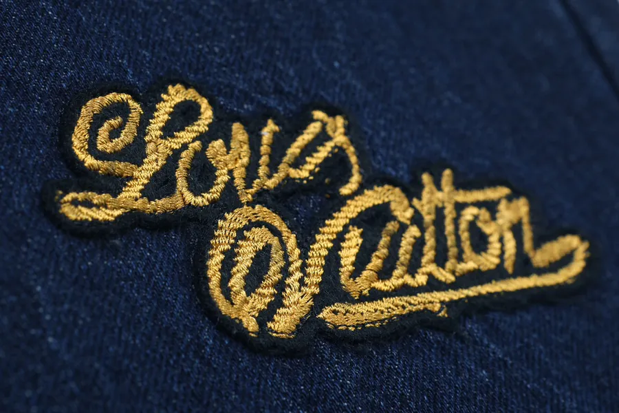 1V Synchronized Batch230 Denim Jeans with Wheat Letter Embroidery