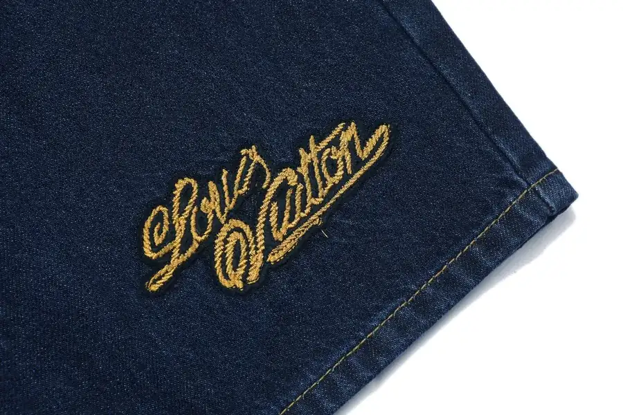 1V Synchronized Batch230 Denim Jeans with Wheat Letter Embroidery