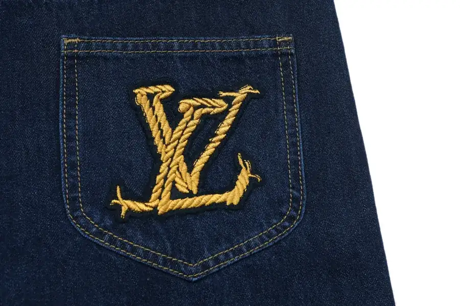 1V Synchronized Batch230 Denim Jeans with Wheat Letter Embroidery