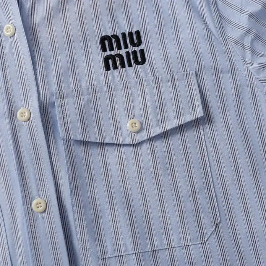 MIUMIU 25 Point SS New Arrival Embroidered Striped Cotton Shirt