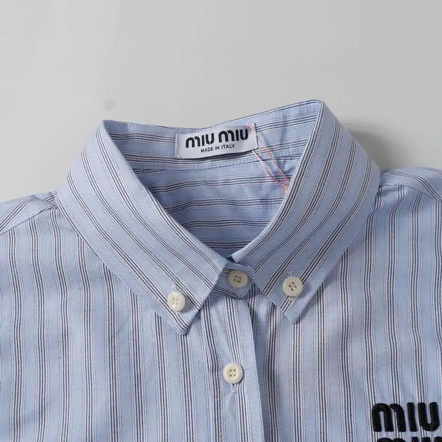 MIUMIU 25 Point SS New Arrival Embroidered Striped Cotton Shirt