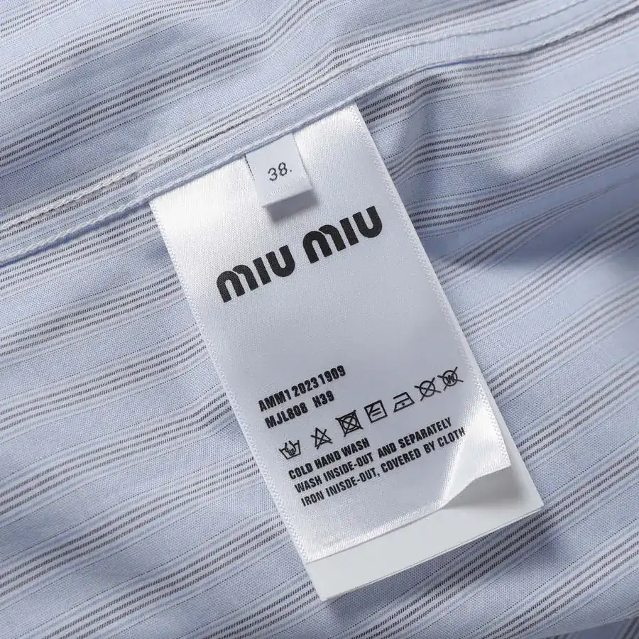 MIUMIU 25 Point SS New Arrival Embroidered Striped Cotton Shirt