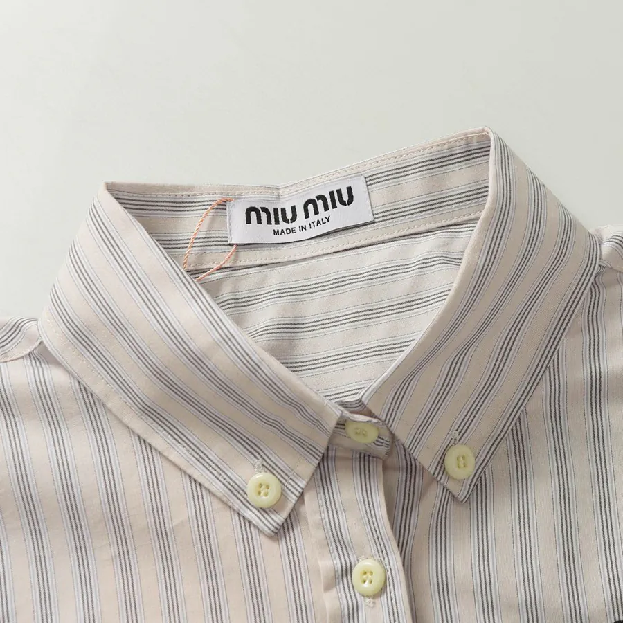 Miumiu Miu Miu 25ss New Arrival Embroidered Striped Regular Shirt