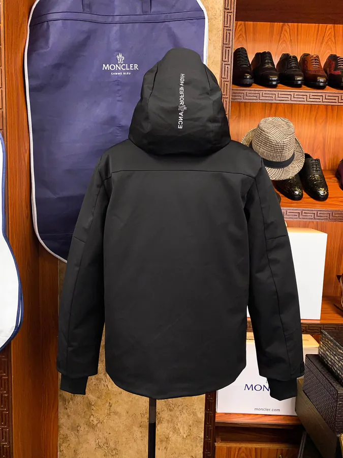 Premium Down Ski Jacket Moncler, Black & White, Hooded Outdoor