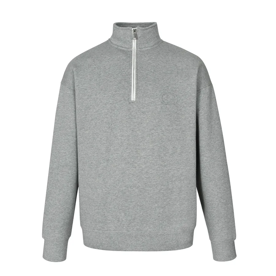 CD Logo Half Zip Hoodie with Stand Collar Unisex