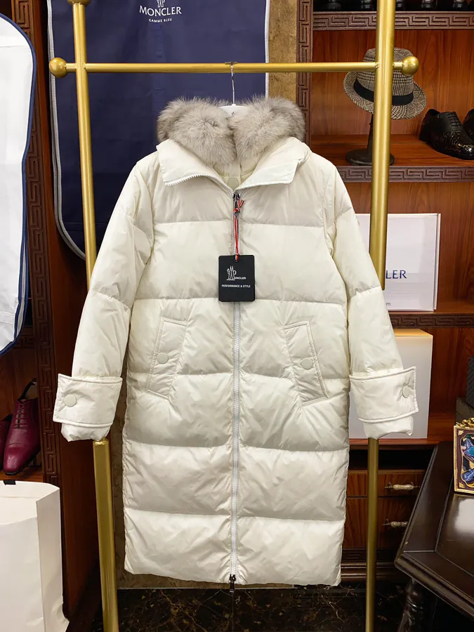 Moncler Fox Fur Trim Winter Coat Long Style