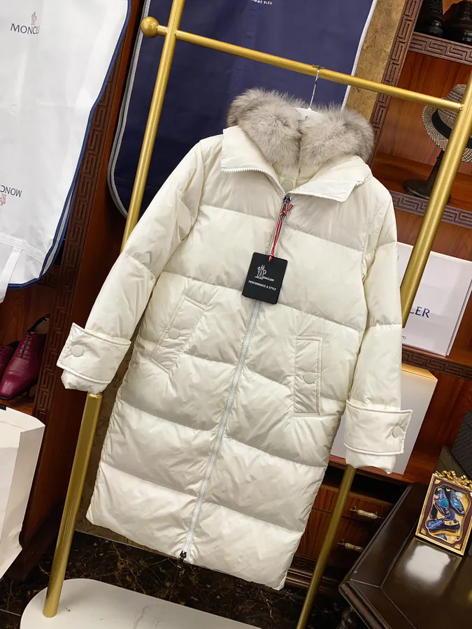 Moncler Fox Fur Trim Winter Coat Long Style