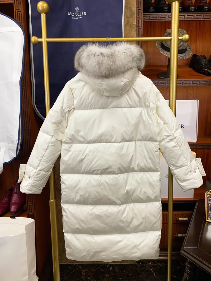 Moncler Fox Fur Trim Winter Coat Long Style