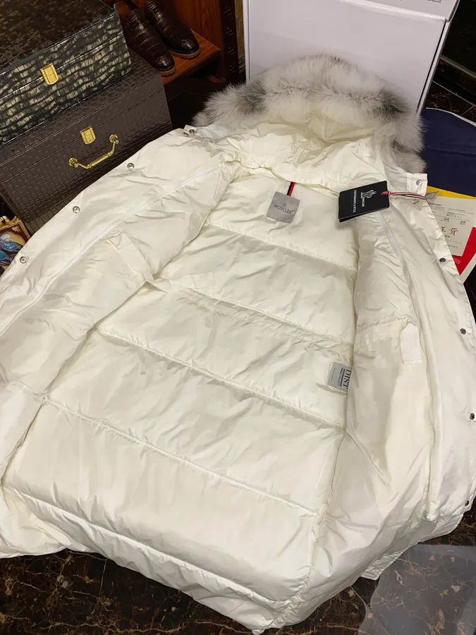 Moncler Fox Fur Trim Winter Coat Long Style