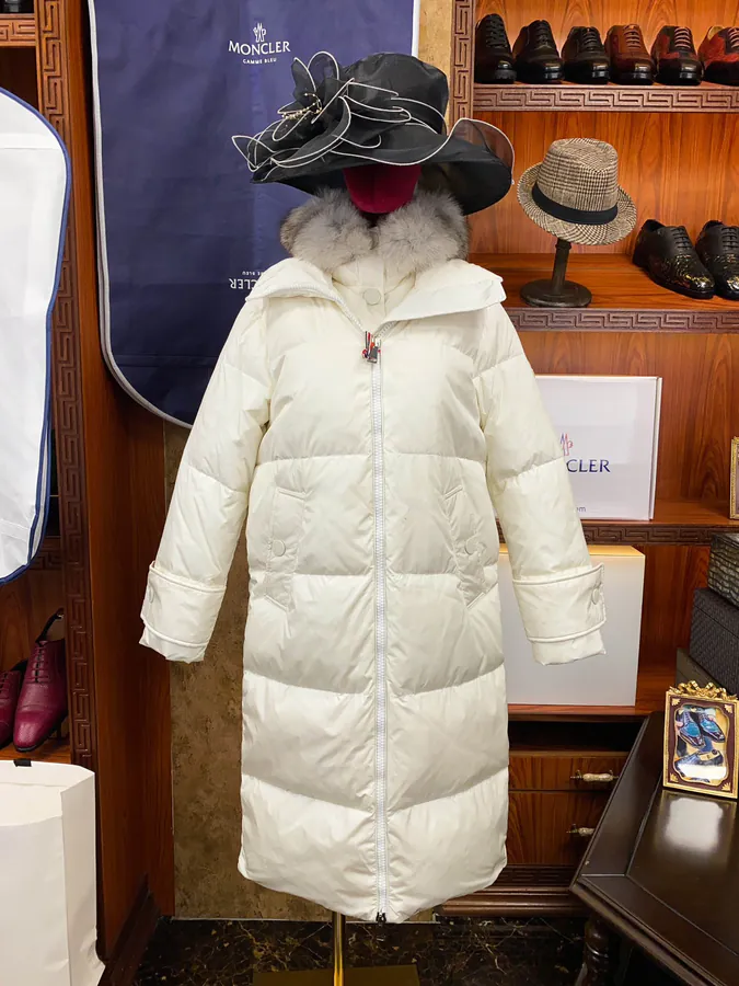Moncler Fox Fur Trim Long Coat for Women