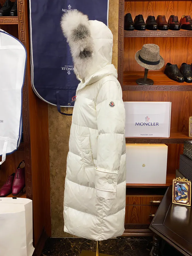 Moncler Fox Fur Trim Long Coat for Women
