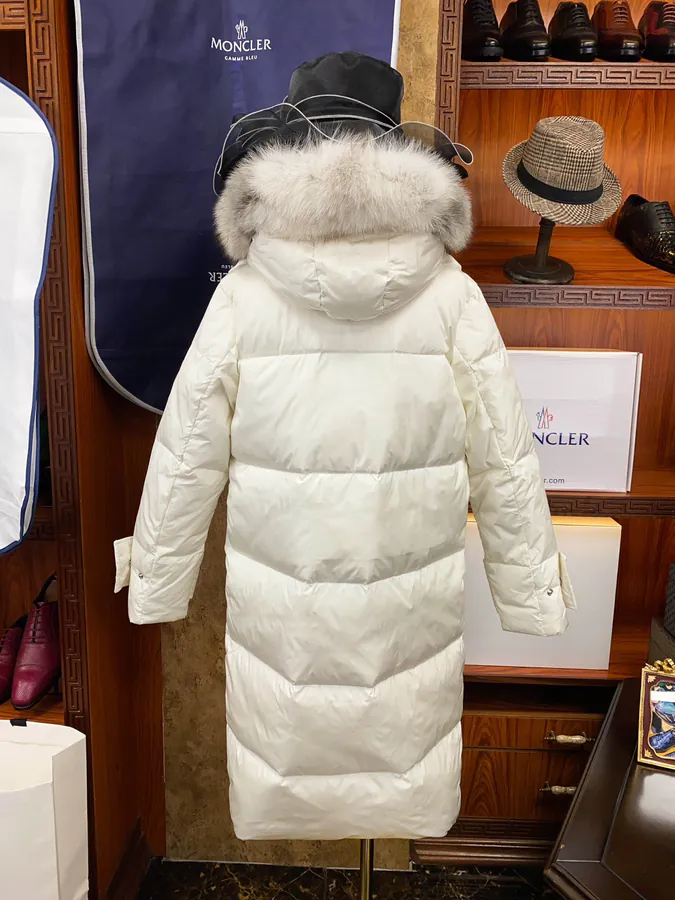 Moncler Fox Fur Trim Long Coat for Women