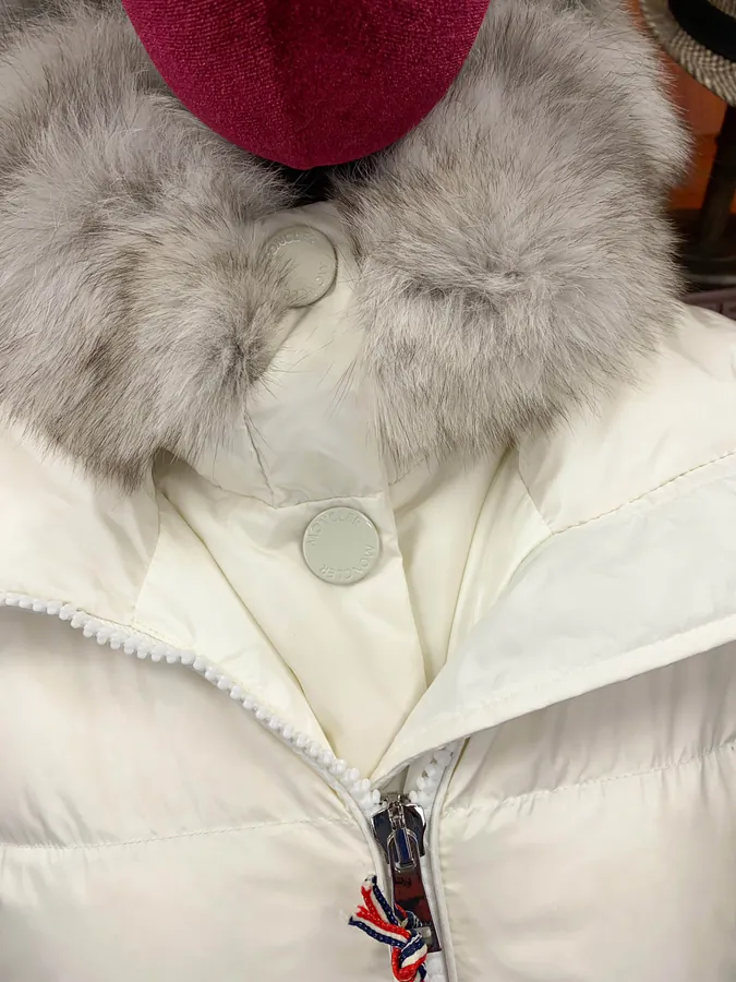 Moncler Fox Fur Trim Long Coat for Women