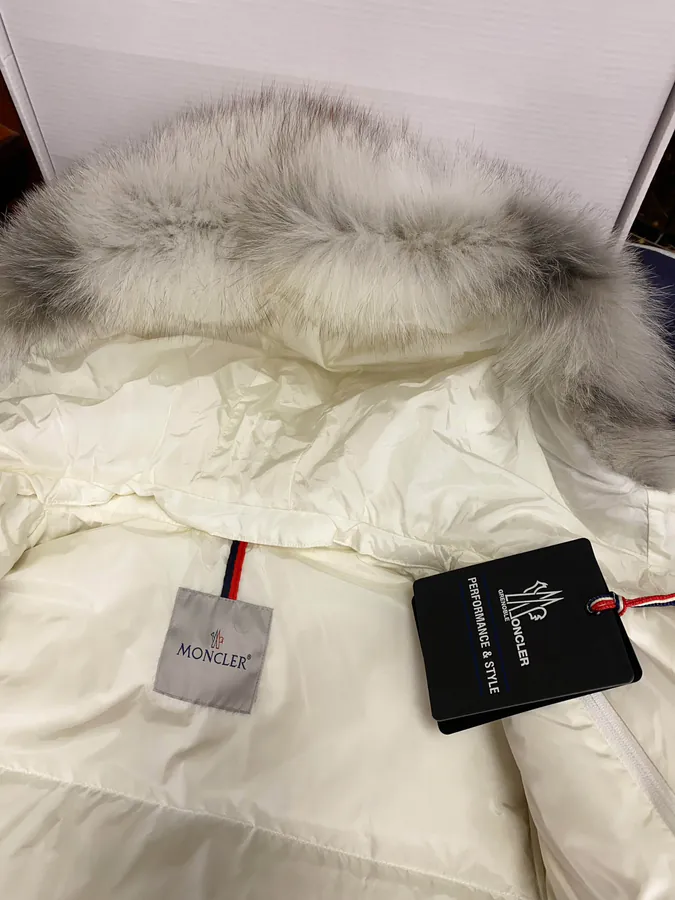 Moncler Fox Fur Trim Long Coat for Women