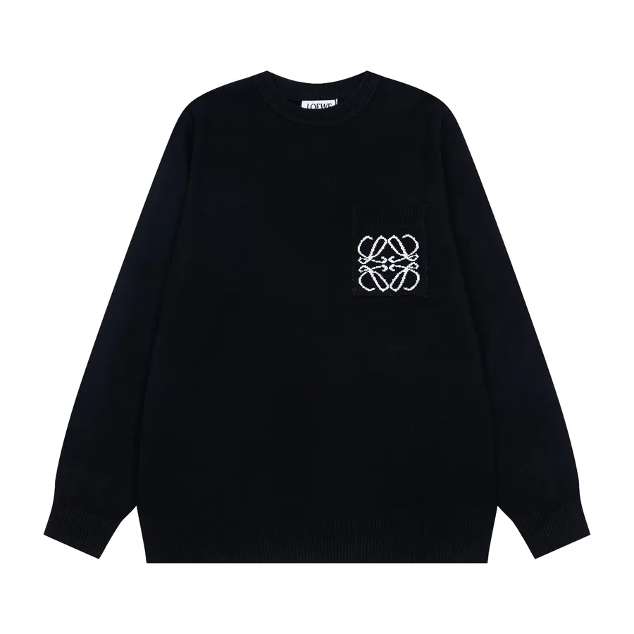 LOEWE Front Pocket Logo Round Neck Knit Sweater