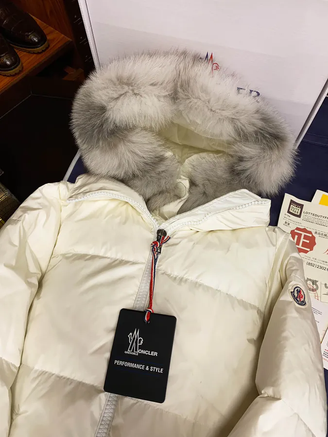 Moncler Fox Fur Trim Long Coat for Women