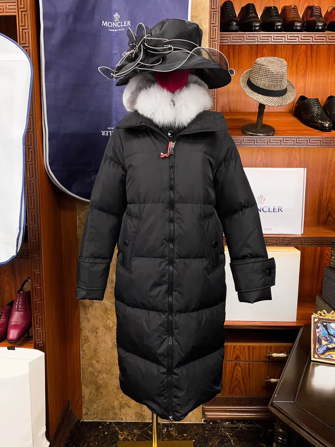 Moncler Fox Fur Trim Long Coat for Women